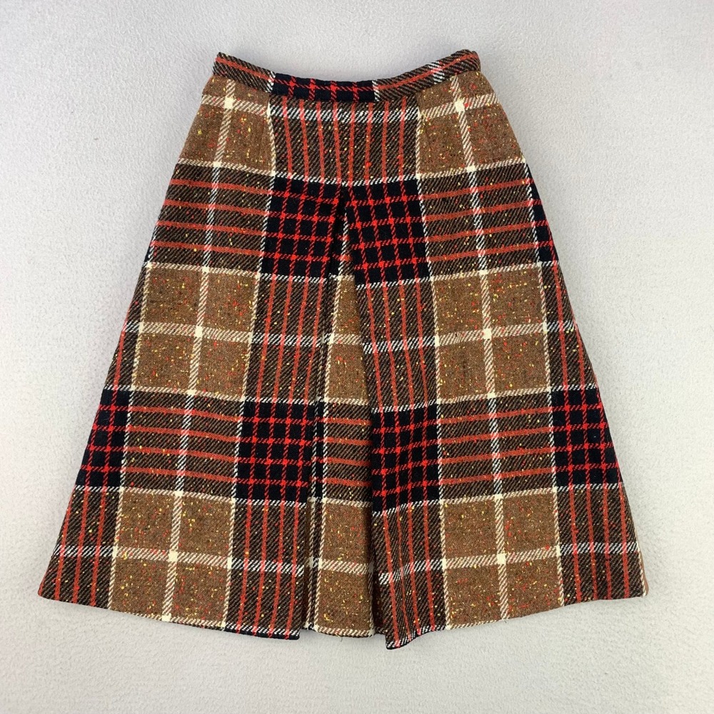 Vintage Bobbie Brooks Skirt Women XS Brown Plaid A-Line Cottagecore USA